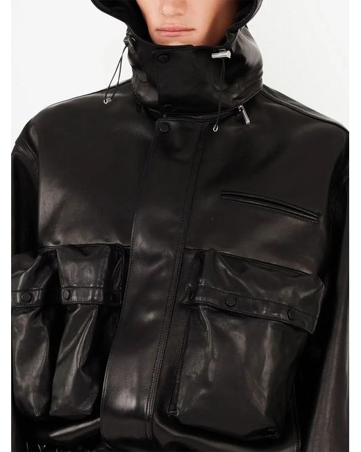 Ferragamo Black Napa Leather Bomber Jacket for men