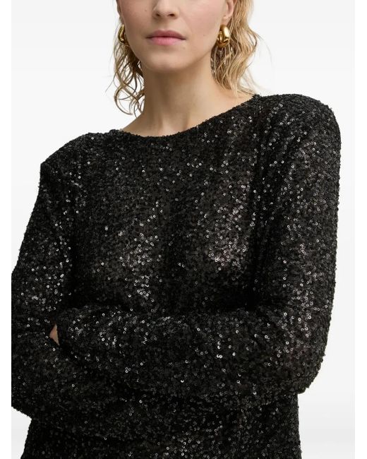 Bruuns Bazaar Black Embellished Long-Sleeve Blouse