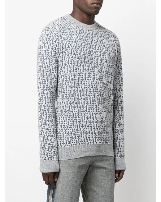 DIESEL Gray Logo-Jacquard Long-Sleeved Jumper for men