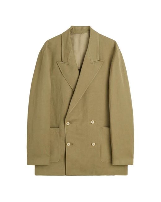 Cmmn Swdn Green Enea Double-Breasted Suit Jacket for men