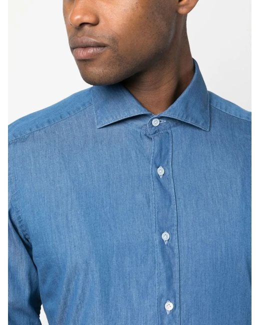 Fay Blue Denim-Effect Shirt for men