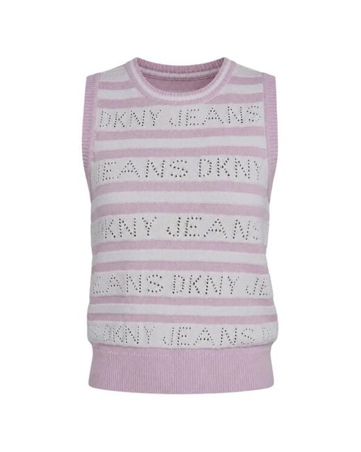 DKNY Purple Gestreifter Pullover