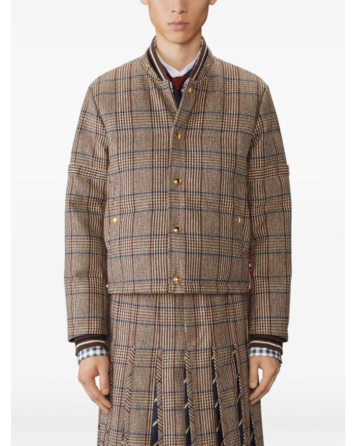 Thom Browne Hunting Tweed 4-Bar Gewatteerd Bomberjack in het Brown voor heren