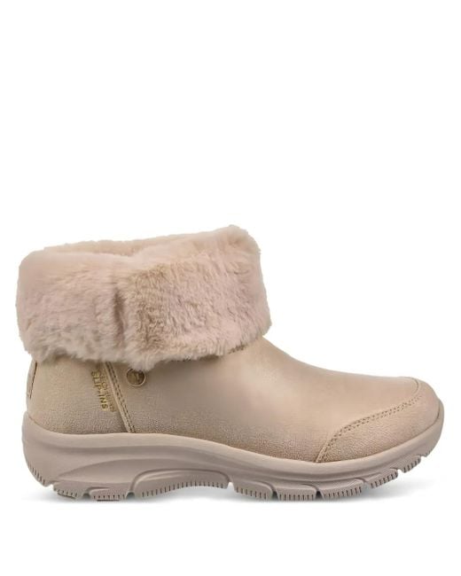 Skechers Natural Faux-Fur Cuff Ankle Boots