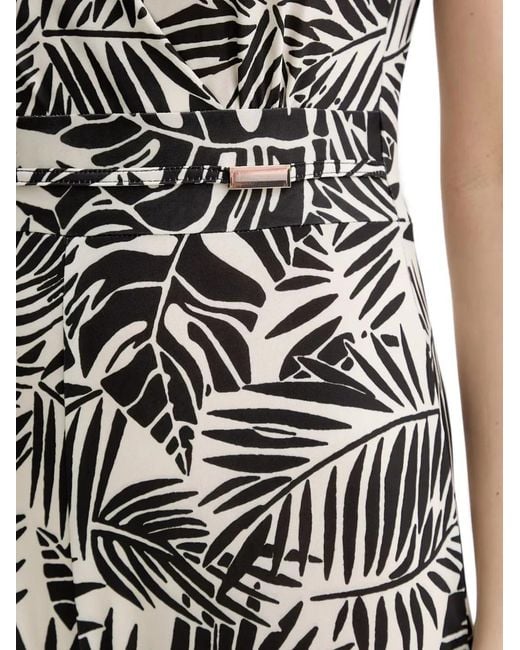 Morgan Black Leaf-Print Wrap Jumpsuit
