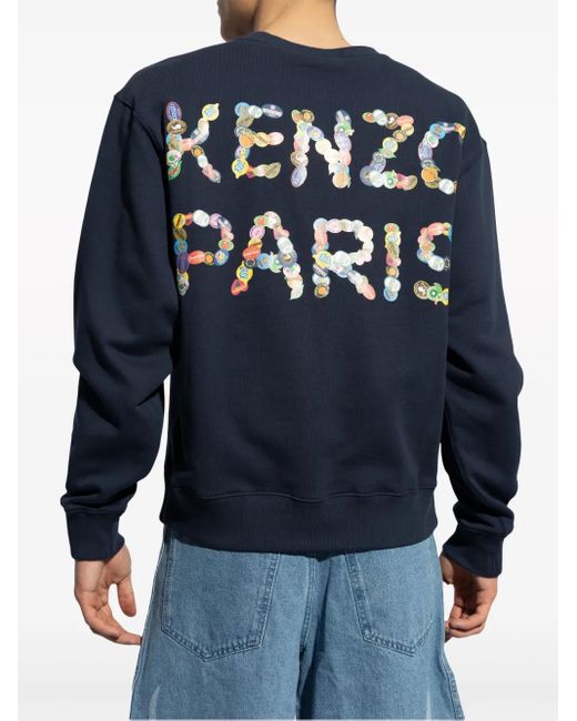 KENZO Blue Fruit Stickers Cotton Sweatshirt for men