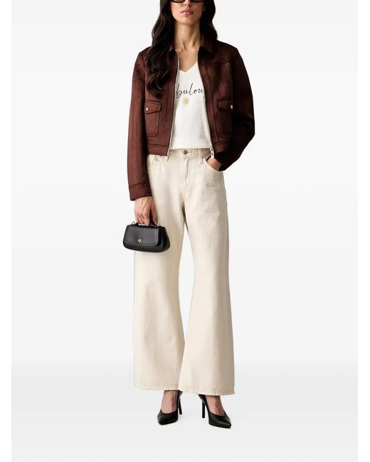 Morgan Red Suede-Effect Zip-Up Jacket