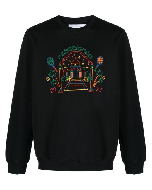 Casablancabrand Black Rainbow Crayon Temple Organic-cotton Sweatshirt for men