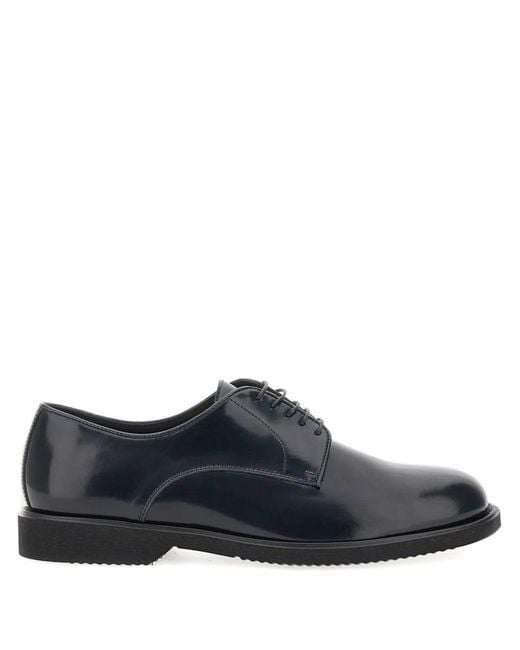 Duca Degli Abruzzi Blue Lace-Up Leather Derby Shoes for men
