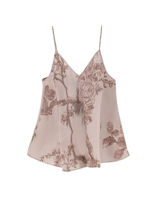 Mes Demoiselles Pink Galo Floral-Pattern V-Neck Top