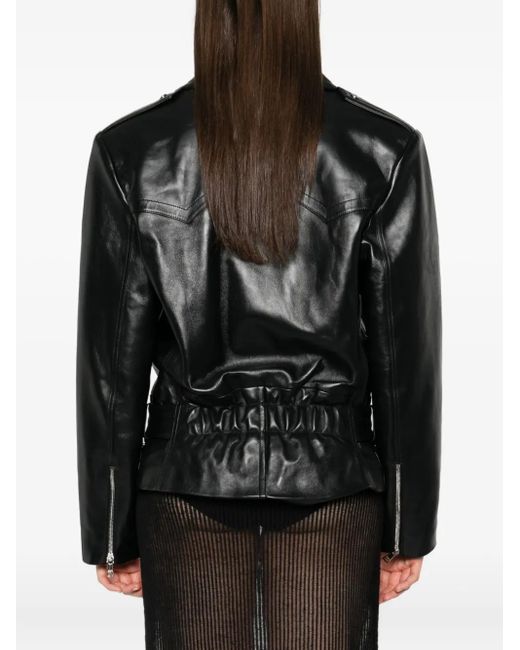 Alessandra Rich レザー ライダースジャケット Black