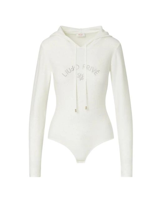 Liu Jo White Knit Bodysuit With Hood