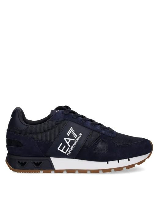 EA7 Blue Logo-Print Sneakers for men