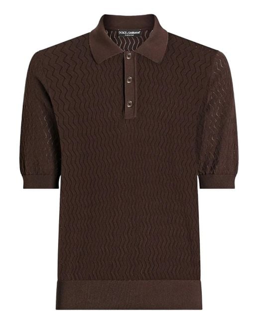 Dolce & Gabbana Brown Cotton Polo Shirt for men