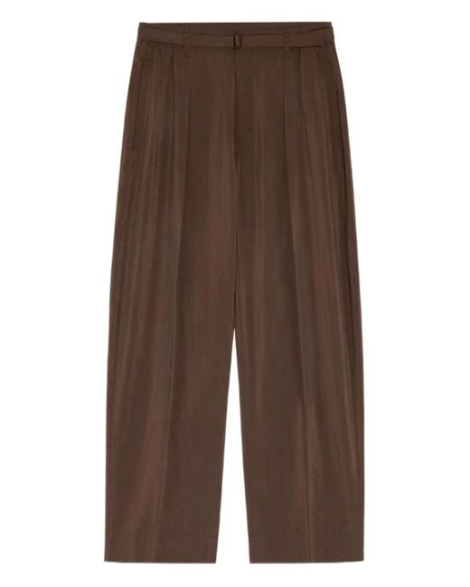 Lemaire Brown Pleated Belted Trousers for men