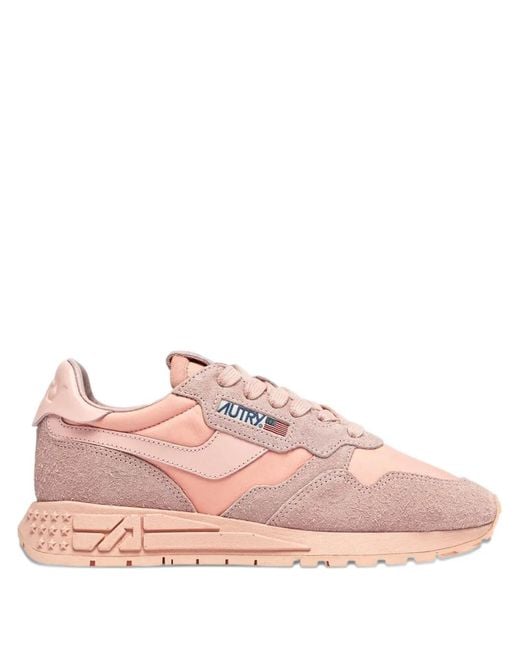 Autry Pink Logo Suede Sneakers
