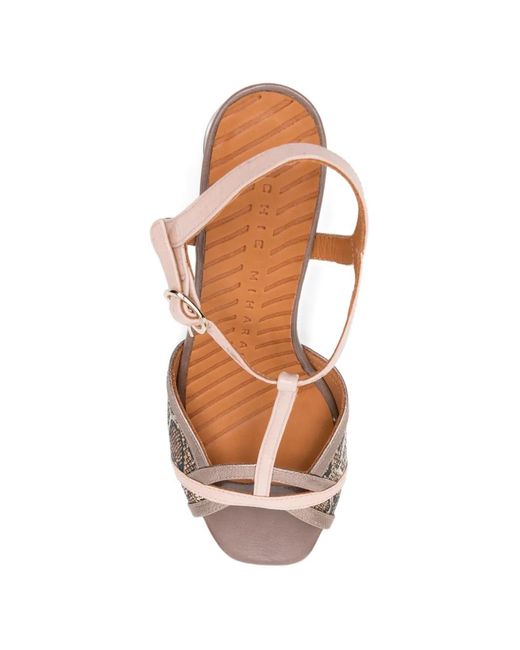 Chie Mihara Natural Ryejo Snake-Print Leather Sandals