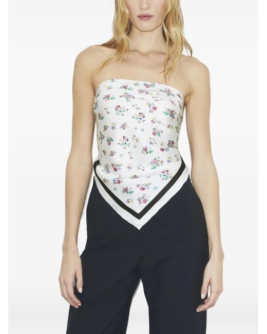 Tory Burch White Floral Triangle Scarf