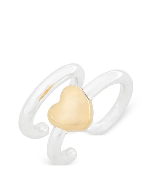 Pendiente Earcuff Flechazo Con Corazón Tous de color White
