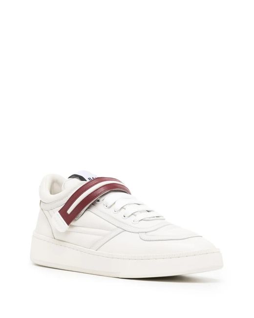 Bally White Logo-Patch Leather Sneakers for men