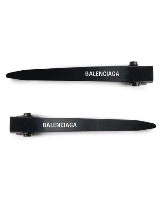Lot de deux barrettes à logo imprimé Balenciaga en coloris Black