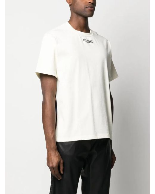 Pleasures White Plaid-Design Cotton T-Shirt for men