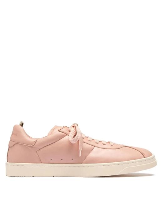 Officine Creative Pink Karma Lace-Up Leather Sneakers