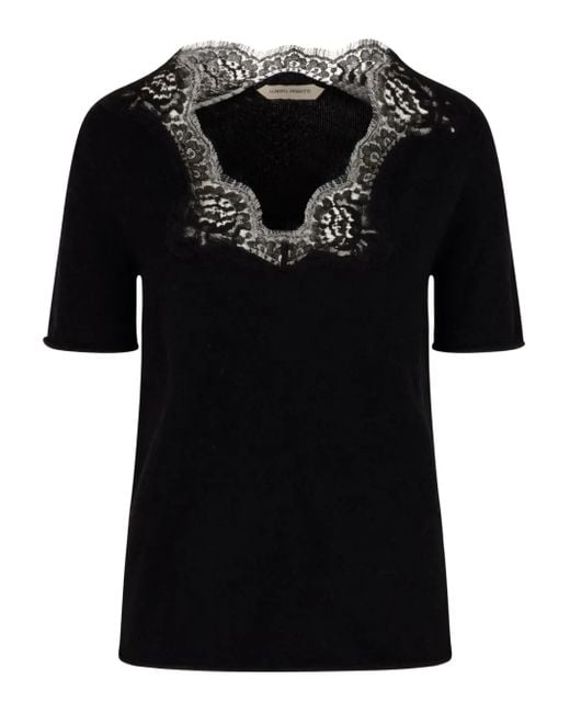 Alberta Ferretti Black Lace-Insert T-Shirt