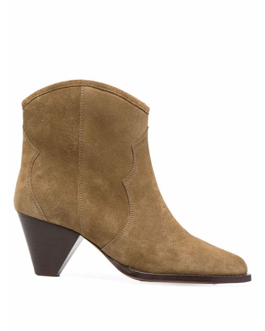 Isabel Marant Leather Tapered-heel Western-style Boots in Brown | Lyst