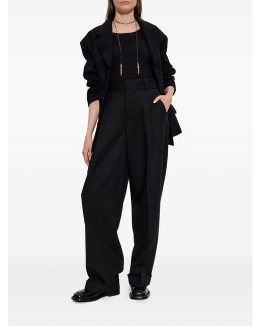 DSquared² Black Pleated Wool Trousers