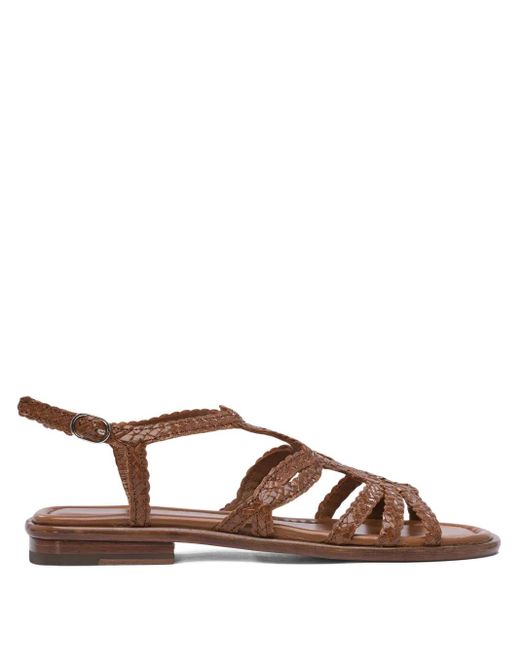 Toni Pons Brown Braided-Leather Flat Sandals
