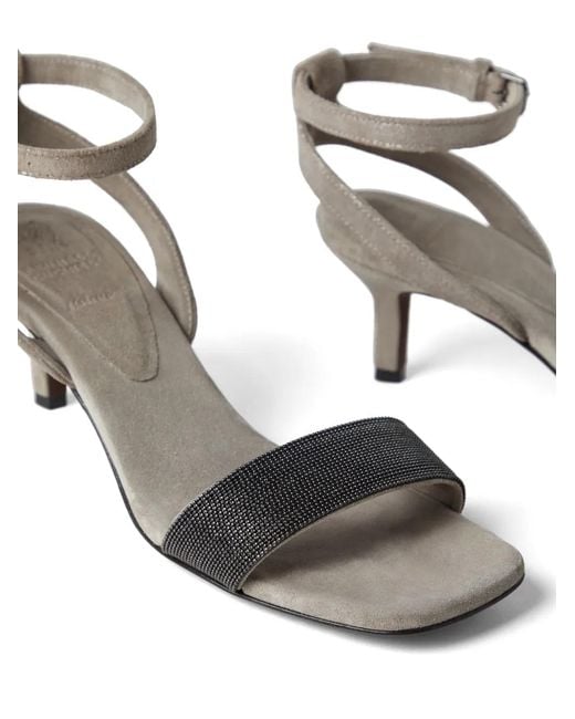 Brunello Cucinelli Metallic Suede High Heels Sandals