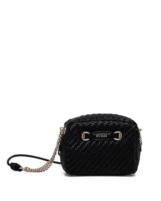 Guess Black Francy Woven Mini Crossbody Bag