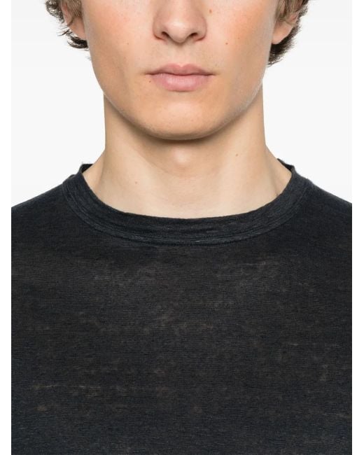 メンズ Canali リネン Tシャツ Black