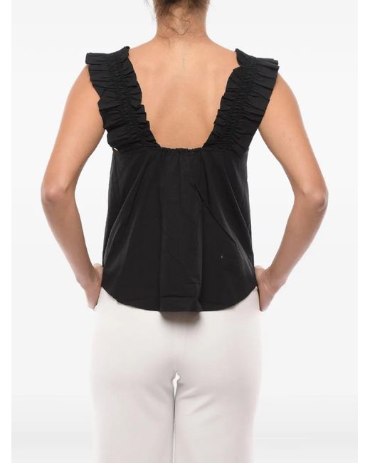 Samsøe & Samsøe Black Ruffled Ruched Top