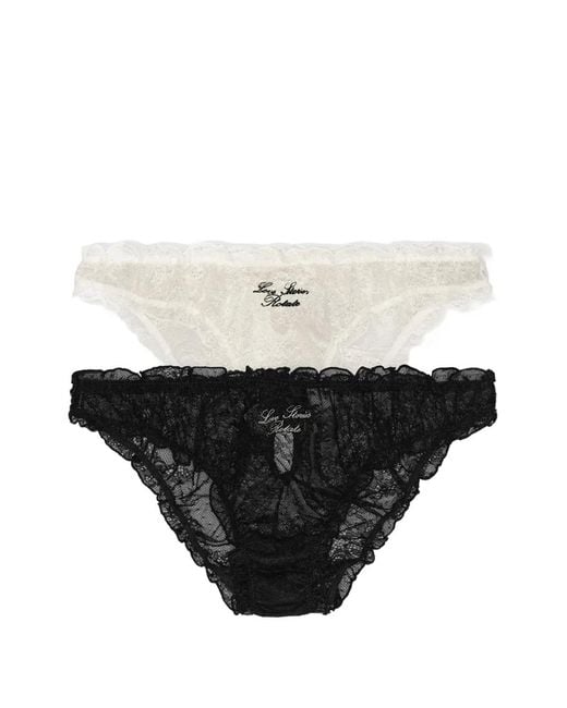 ROTATE BIRGER CHRISTENSEN Black X Love Stories Lace Bow Briefs (Set Of Two)