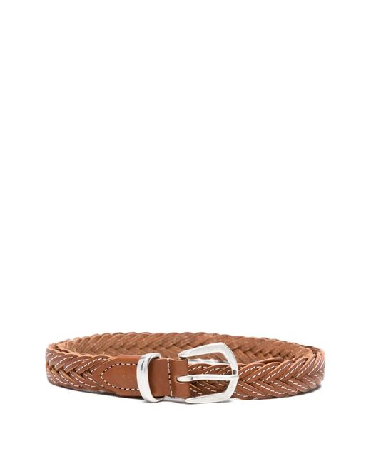 Eleventy White Braided Leather Belt for men