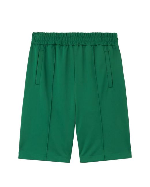 Palm Angels Green Curved Logo Track Shorts for men