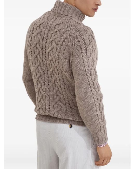 Brunello Cucinelli Pullover Mit Zopfmuster in Brown für Herren