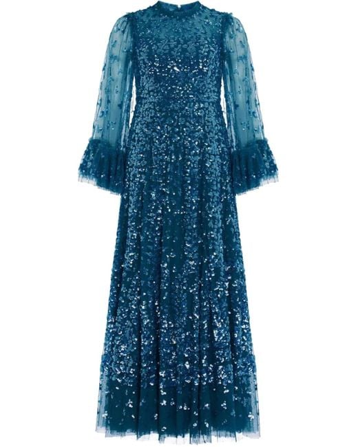 Needle & Thread Avondjurk Met Klokmouwen in het Blue