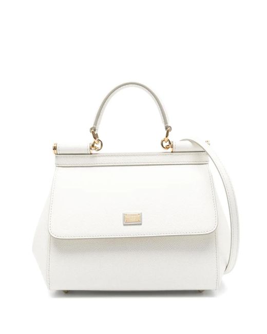 Dolce & Gabbana White Mittelgroße Sicily Handtasche