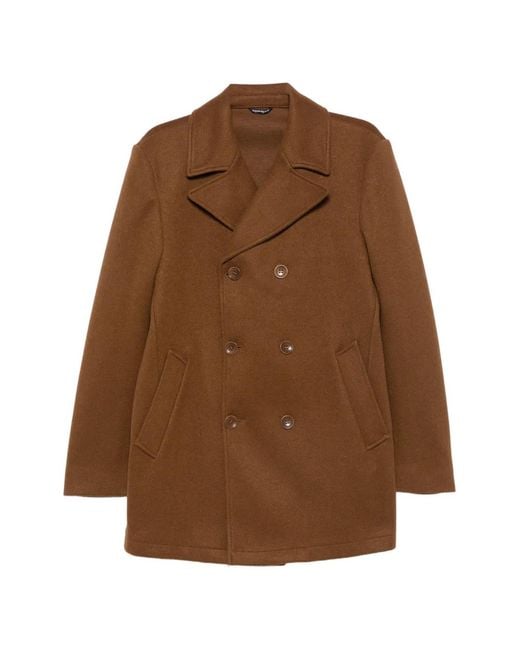 Daniele Alessandrini Brown Double-Breasted Coat for men