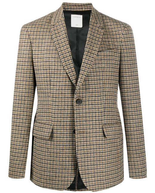 Sandro Houndstooth Check Wool Blazer in Brown for Men | Lyst