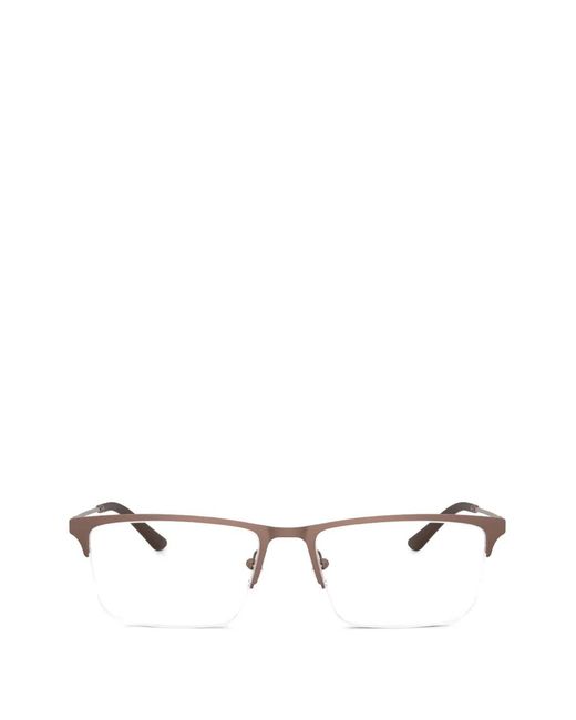 Emporio Armani White Rectangle-Frame Glasses for men