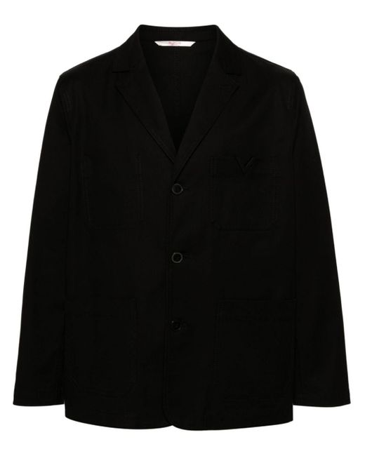 Valentino Garavani Black V-detail Canvas Shirt Jacket for men