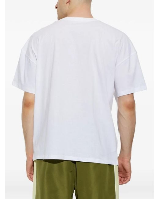 New Balance White Trackside Logo-Print T-Shirt for men