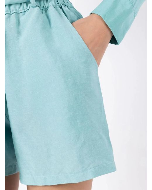 Amir Slama Blue Belted Elasticated Short Shorts