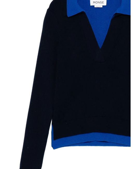 Monse Blue Double Layer Knitted Jumper