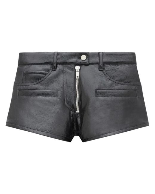 Courreges Gray Grained-Texture Mini Shorts