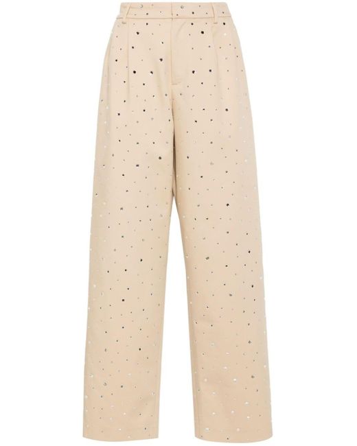 Pantalones anchos con detalles espejados GIUSEPPE DI MORABITO de color Natural